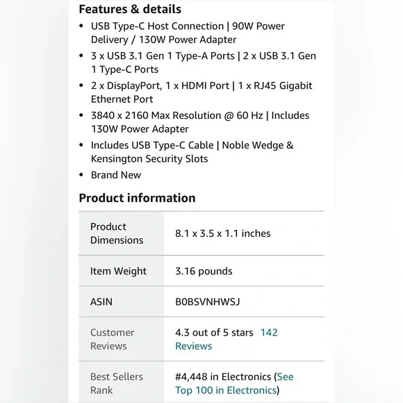 Dell docking station and power adapter brand new